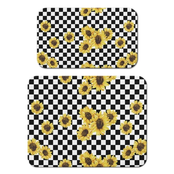 2pcs Sunflower and Truck Coffee Mat Set, Boho Absorbent Pad, Non-Slip Countertop Protector, Rustic Farmhouse Design