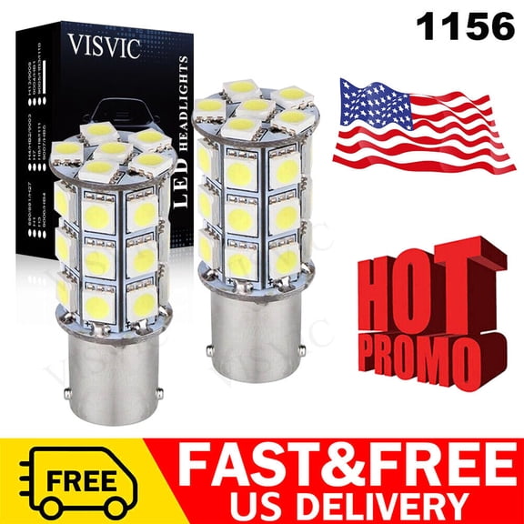 2pcs Super Bright White 1156 RV Trailer 27-SMD LED 1109 Interior Light Bulbs USr