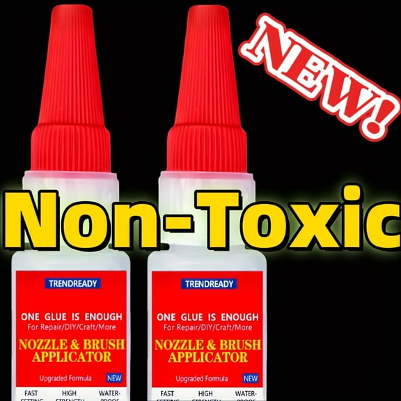 2pcs Super Glue Waterproof, Heat-Resistant, Fast-Drying Craft Glue with Caps, Brush Applicator & Dropper|Wide Application, Adhesive Glue, Clear Glue for Crafts | Wood Glue, Shoe Glue