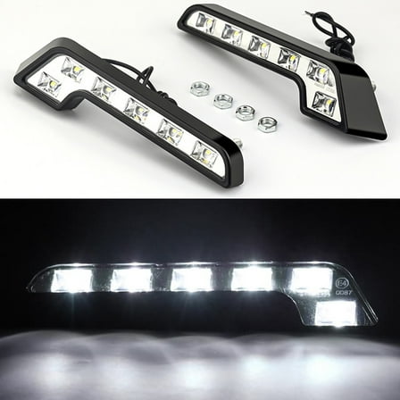 2pcs Super White 6 LED Car 12V Daytime Running Light Driving Fog Lamp L-Shaped