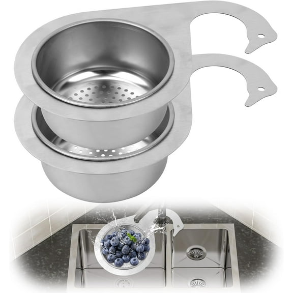2pcs Swan-Shaped Drain Basket, Stainless Steel Sink Strainer Catcher Multi-Functional Quick Drain Kitchen Filter for Fruits Vegetables, Faucet Hanging (Small)