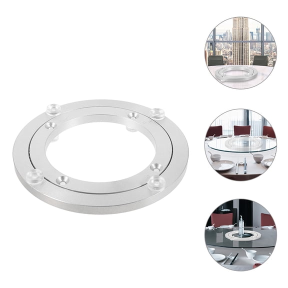 ETEREAUTY 2Pcs Silver Rotating Serving Tray for Table Heavy Duty Aluminum Alloy with Anti Slip Surface