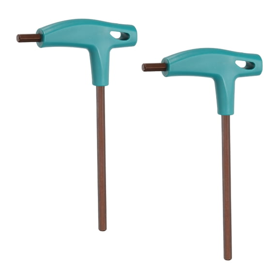 2pcs T-Handle Hex Key Wrench 5mm Metric S2 Steel Hexagon Wrench, Green