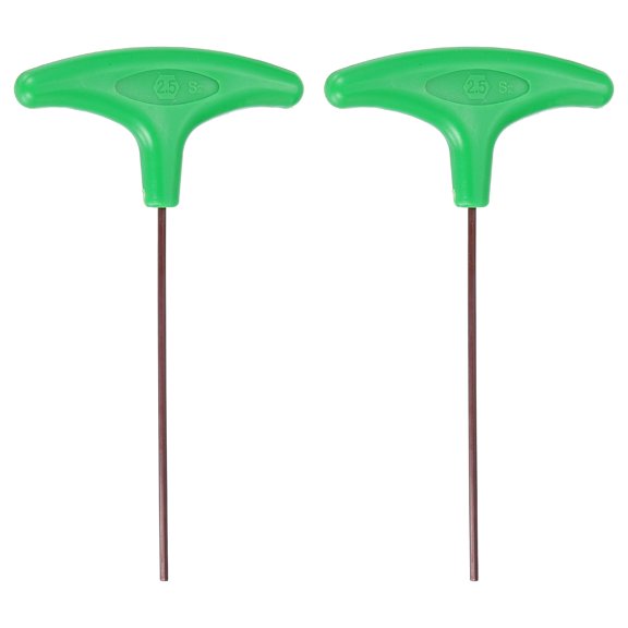 2pcs T-Handle Hex Key Wrench 5mm Metric S2 Steel T-Key Inner Hexagon Wrenches Spanner Repair Tool for Automotive Household Maintenance, Green