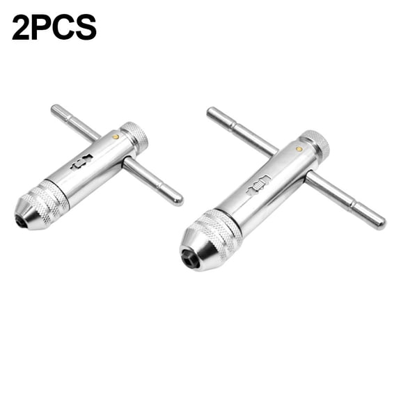 2pcs T Handle Tap Wrench Ratchet T-shaped Adjustable Hand Tap Set for Screw taps
