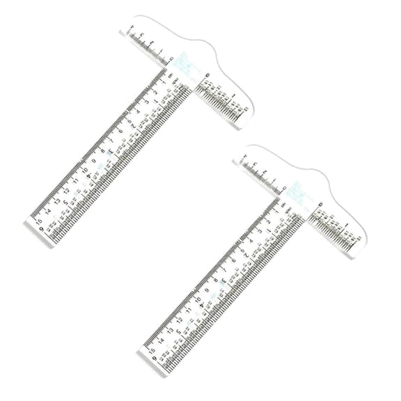 2pcs T Square Ruler 6 Inches Clear Acrylic T-Square Ruler, Drafting Tools, Square, Transparent for Crafting and