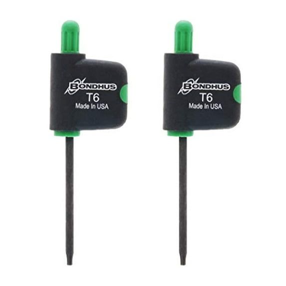 2pcs T6 Torx®/Star Tip Flagdriver, 1.5" Length Of Shank Below Grip, Protanium® High Torque Steel With Proguard™ Finish - Bondhus® USA