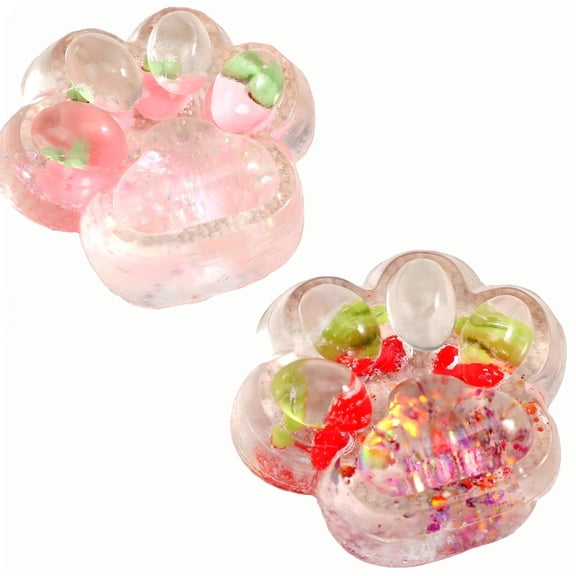 2pcs Taba Squishy Cat Paw Toys, Stress Relief Toys,Sensory Toys,Party Favors Squeeze Ball for Stress Relief, Ultra-Soft,Desk Accessory for Adults,Gifts for Halloween Christmas,Pink&Red