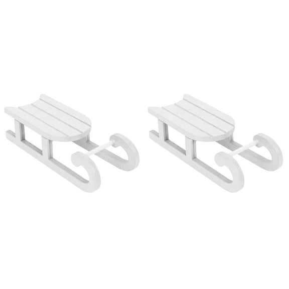 2pcs Tabletop Christmas Sleigh Decoration Wooden Sleigh Model Xmas Party Scene Layout Prop