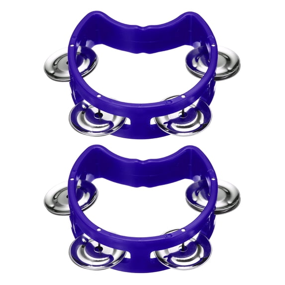 2pcs Tambourine, Jingle Bells Wrist Bells Hand Bell Percussion Instruments Musical for Adults Church, Blue