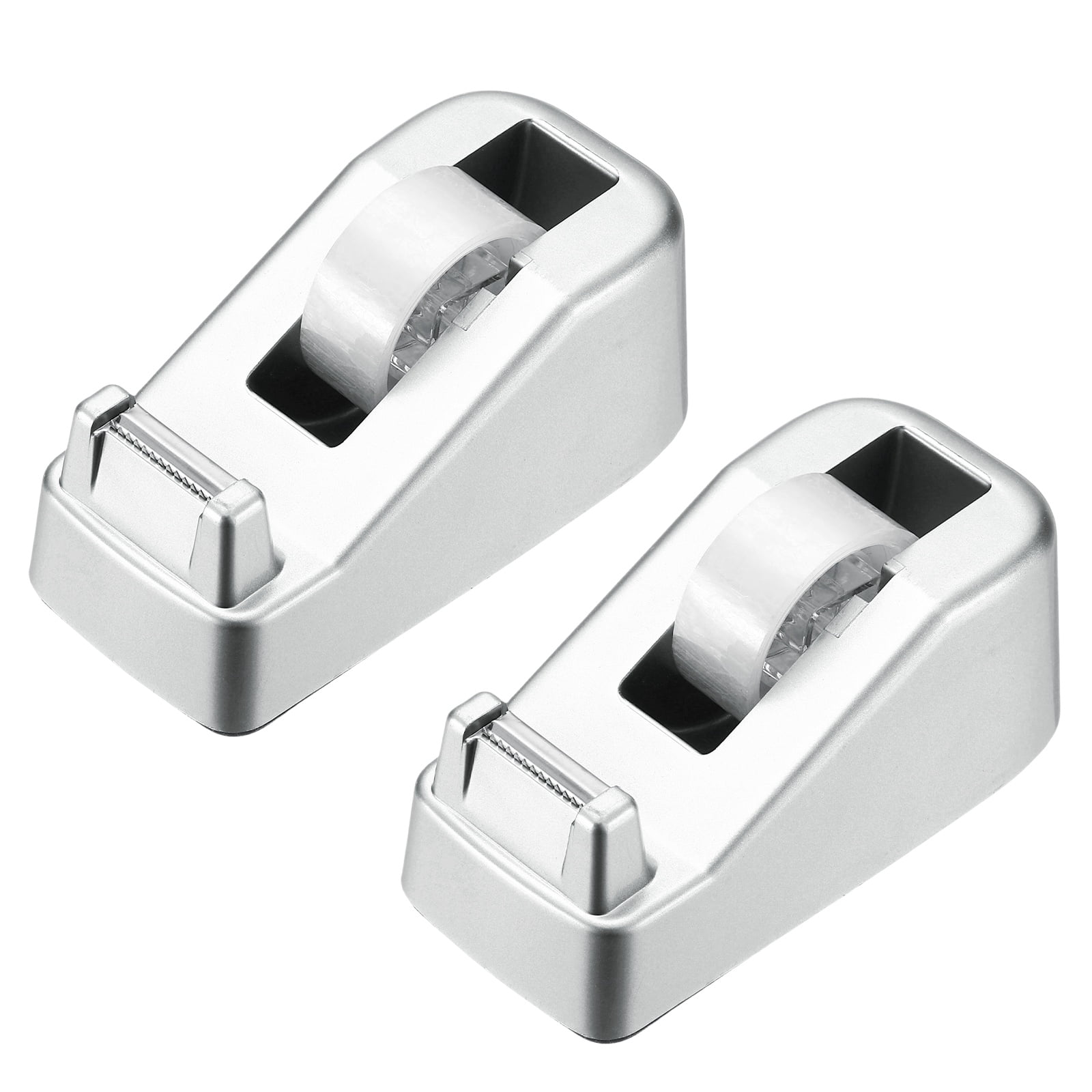 2pcs Tape Dispenser Desk, Heavy Duty Tape Dispenser Desktop Light Luxury Frosted Dispensers Holder Non-Skid Base Elegant for Home Office Desktop Small Business Gift, Silver