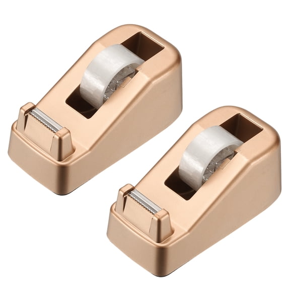 2pcs Tape Dispenser Desk, Heavy Duty Tape Dispenser Desktop Light Luxury Frosted Dispensers Holder Non-Skid Base Elegant for Home Office Desktop Small Business Gift, Rose Gold