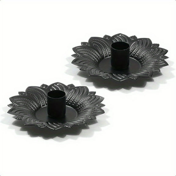 2pcs Taper Candle Holders Candle Sticks Holder Decor Metal Pillar Candle Holder for Table Black Candlestick Holders Fits 3 4" Candle for Party Dining Wedding Thanksgiving