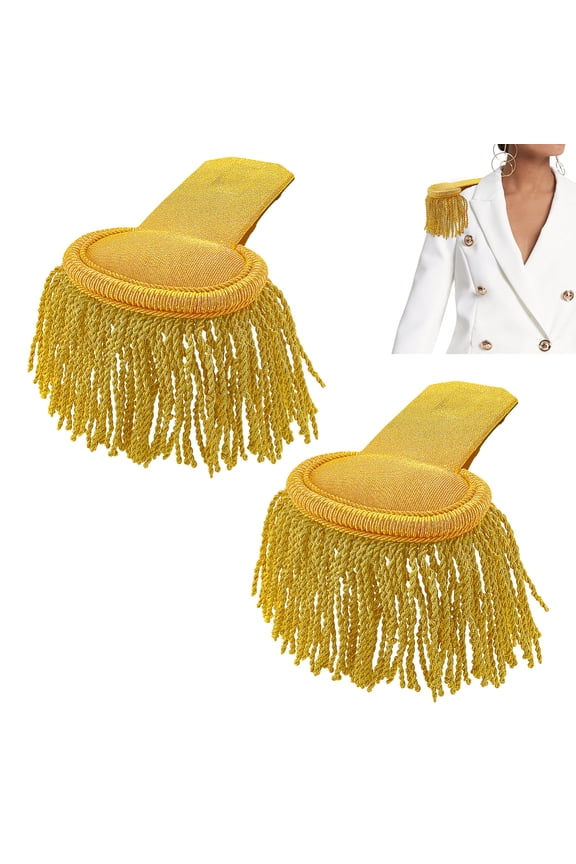 2pcs Tassel Shoulder Fringe Shoulder Boards Gold Trim Epaulettes Uniform Epaulet Shoulders Ringmaster Shoulders with Elastic Band