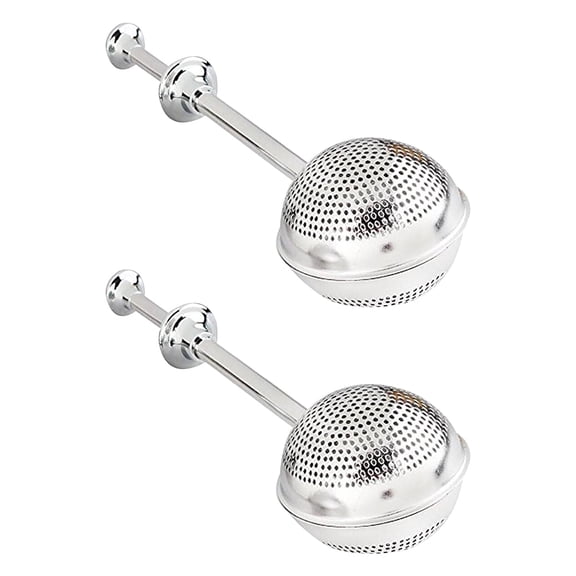 2pcs Tea Infuser Stainless Steel Tea Ball Single Cup Long Handle Tea Infuser Strainer for Loose Leaf Tea (Silver)