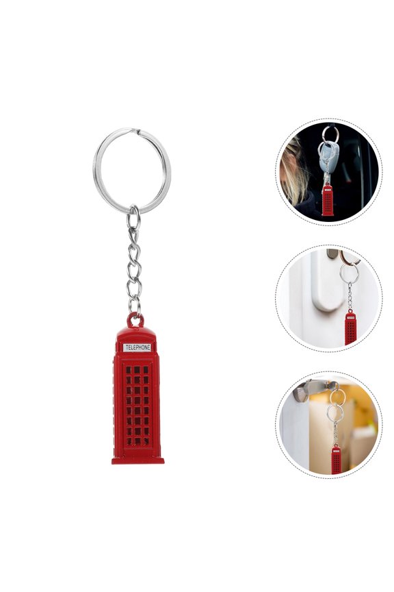 Whamvox 2pcs London Souvenir Keychain Vintage Telephone Booth Shaped Keyring