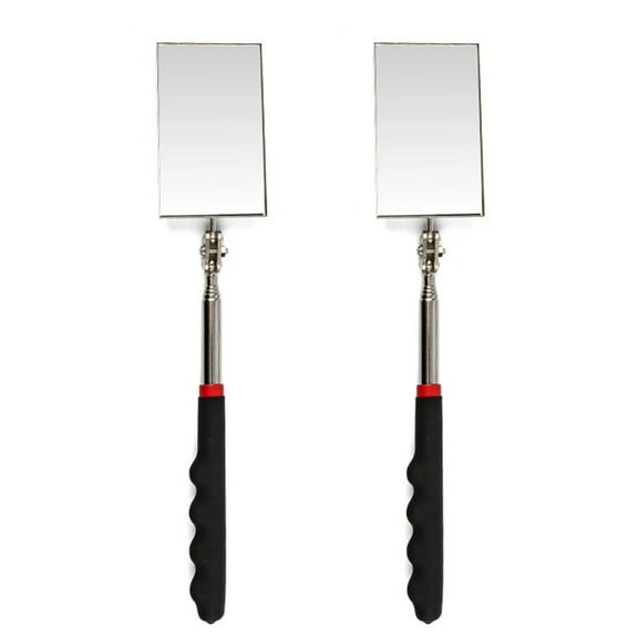 2pcs Telescoping Inspection Mirror Rectangle Mechanic Mirrors 360 Rotation Extendable Telescopic Handle For Car Repair