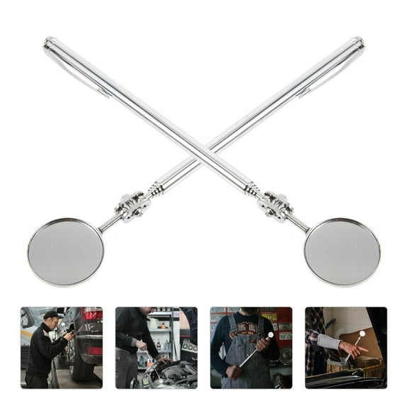 OUNONA Car Inspection Retractable Mirror Tools for Auto Repair with Stainless Steel Material Silver Color