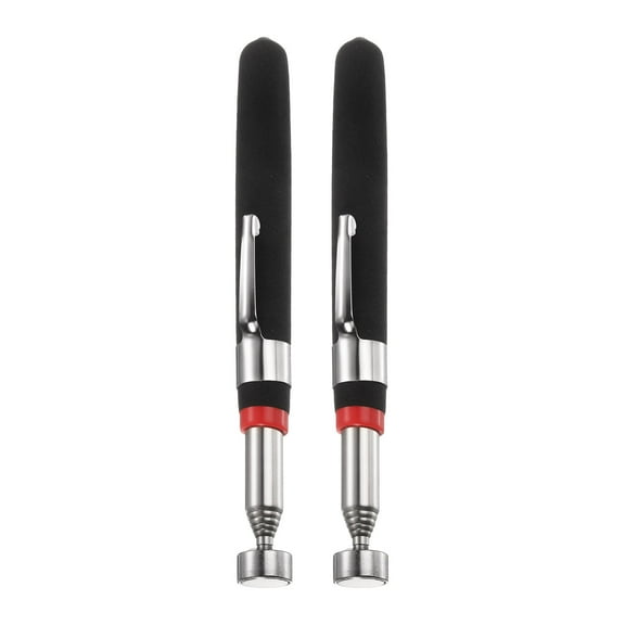 2pcs Telescoping Magnetic Pickup Tool 5LB Stainless Steel 5.5" to 24.4" Extendable Magnet Retrieval Stick with Pocket Clip for Car Industry Garage Office, Black