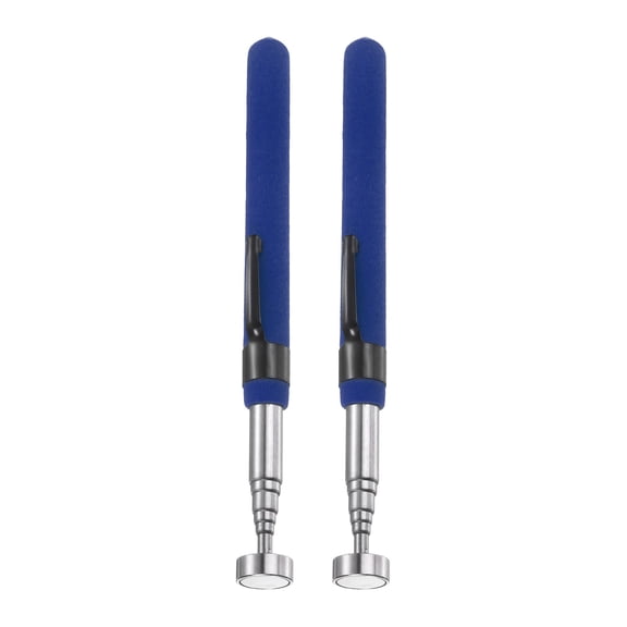 2pcs Telescoping Magnetic Pickup Tool 8LB Stainless Steel 5.9" to 28.3" Extendable Magnet Retrieval Stick with Pocket Clip for Car Industry Garage Office, Blue