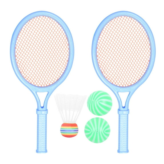 2pcs Tennis Racket Toy Cartoon Style Racquet Funny Outdoor Activities Toy Fitness Equipment for Kids Playing (Blue)