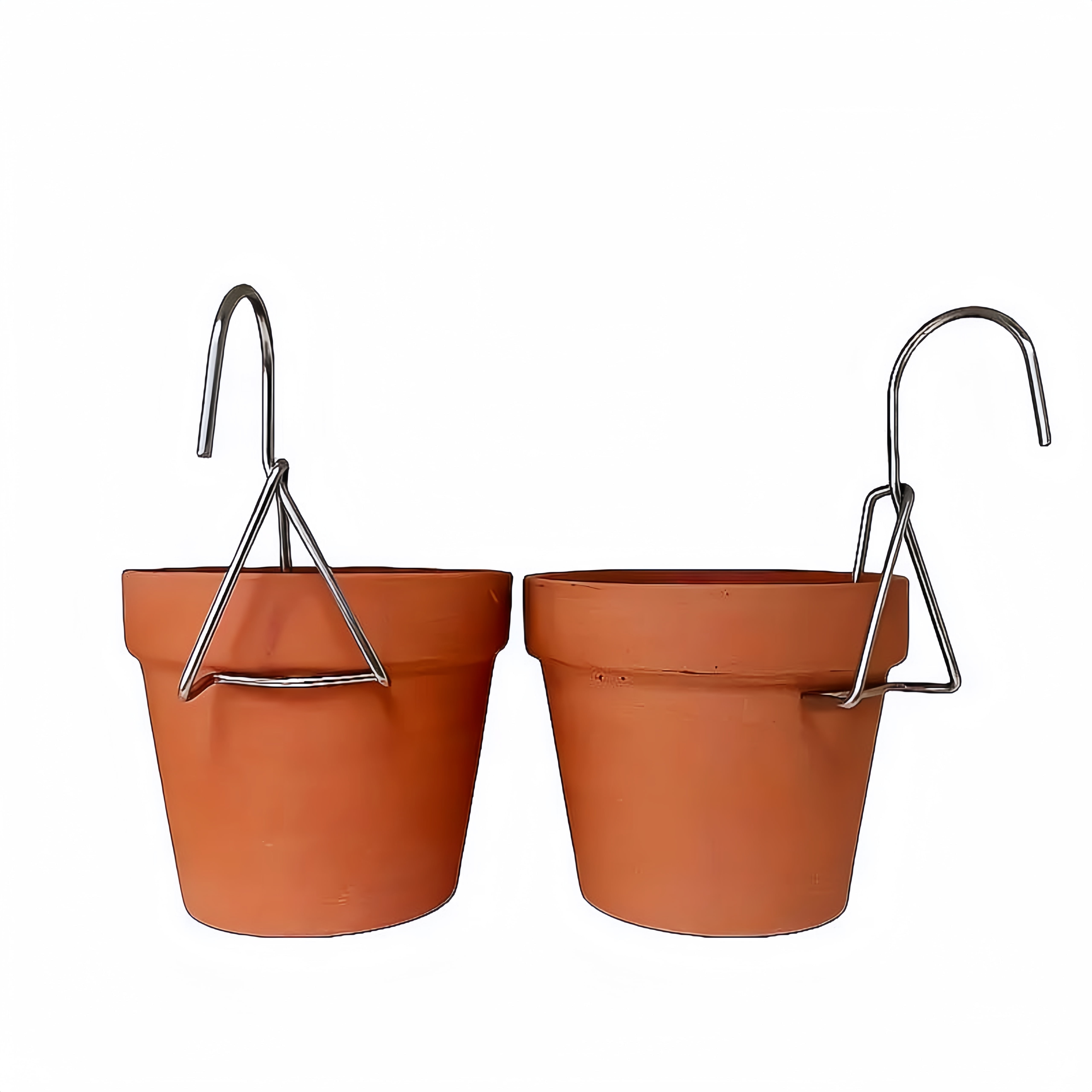 Unbranded 4.7" x 4" Terracotta Round Red Flower Pots with 2 Stainless Steel S Hooks
