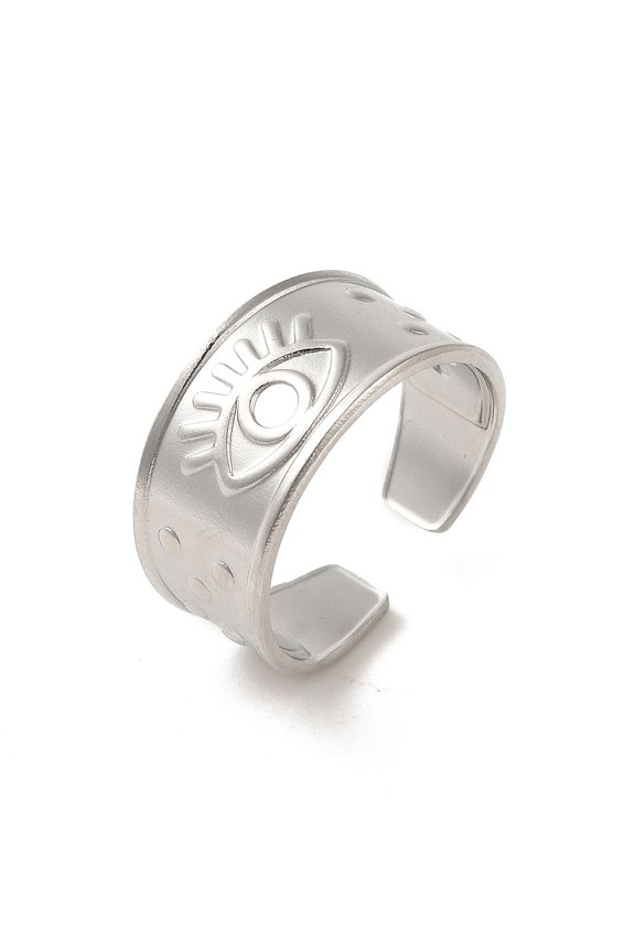 2pcs The Devil's Eye Opening Ring Primary Colour 201 Stainless Steel Inner Diameter 18mm DIY