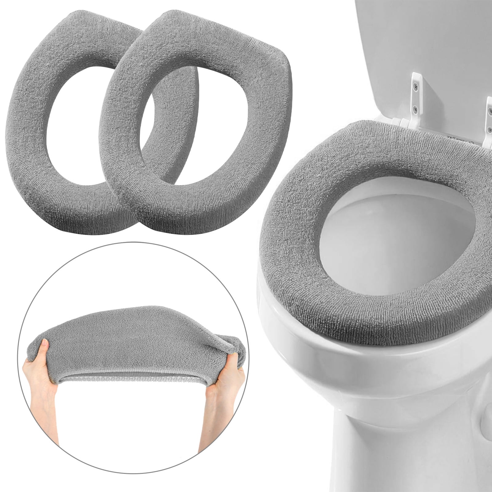 2pcs Thicker Bathroom Toilet Seat Cover Pads, EEEkit Soft Warmer Pads