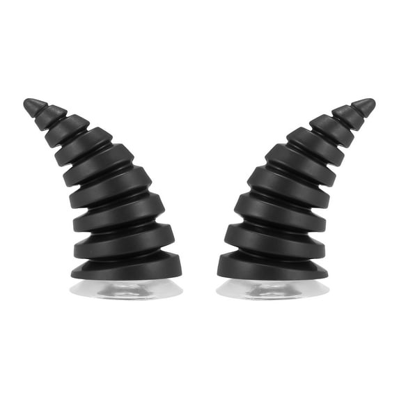 2pcs Threaded Bull Horn Style Roof Top Stickers Bumper Decoration Decals Suction Cup for Car Motorcycle Helmet Black