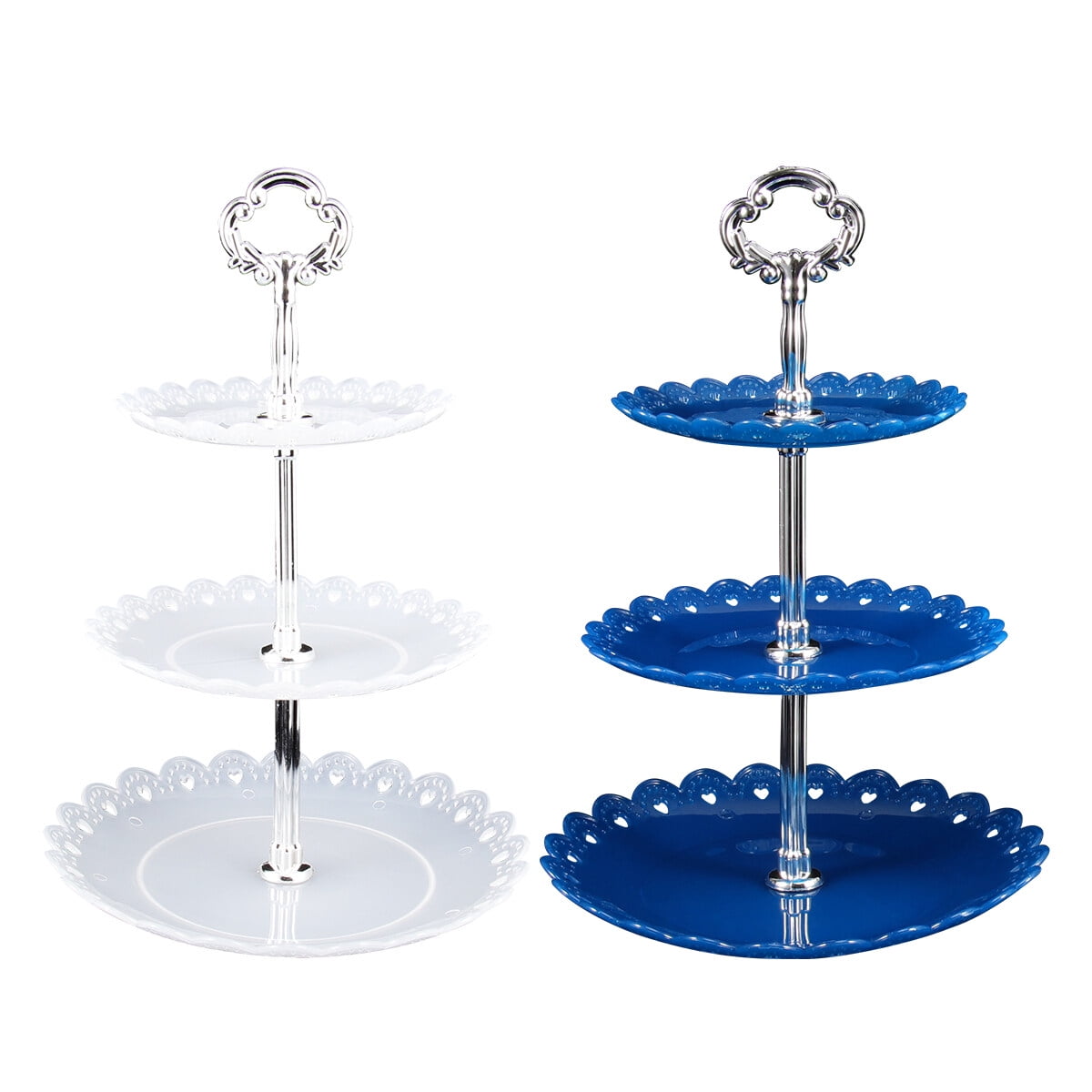 2pcs Threelayer Cake Display Stand Dessert Placement Rack Fruit Plates Party Serving Platter