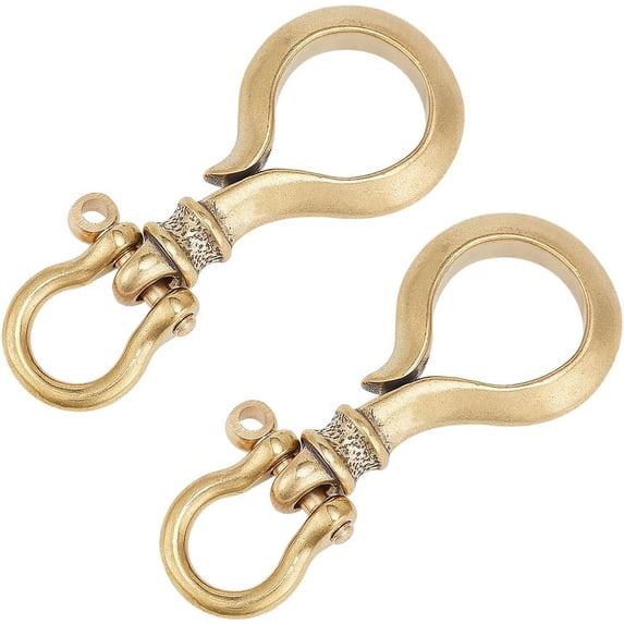 2pcs Tibetan S Key Loop Hook with D Ring Detachable Keychain DIY Brass D Ring Anchor Shackle Keychain Carabiner DIY