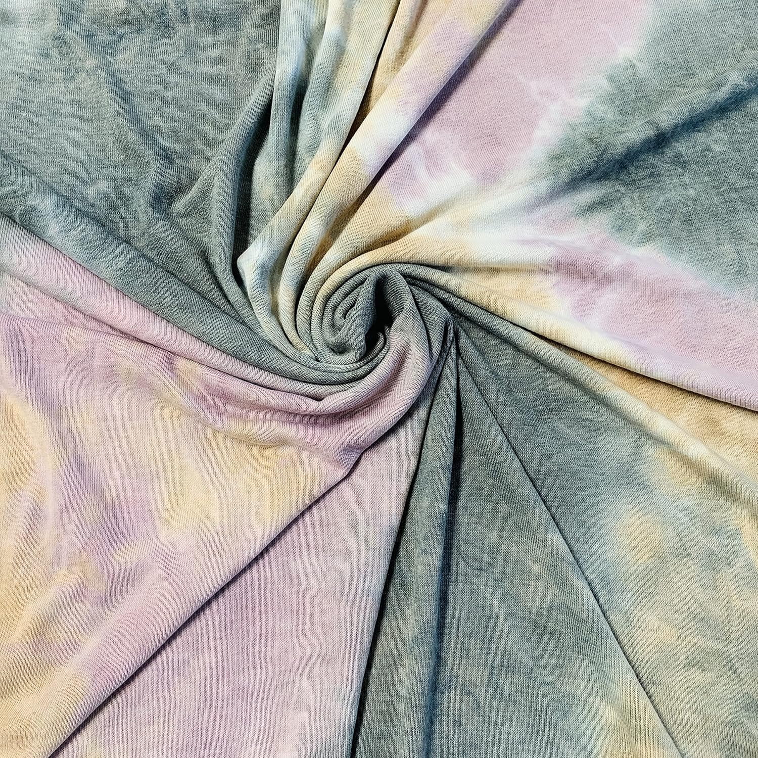 2pcs Tie Dye Hacci Sweater Knit Fabric, Beige/Mauve/Blue, Brushed