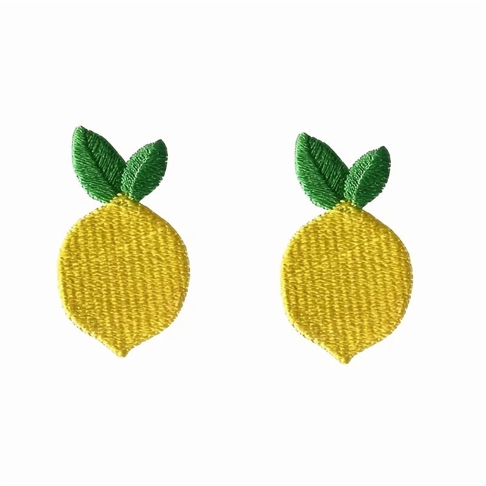 2pcs Tiny Lemon Iron On Patches, Embroidered Applique for Clothing, Cute Lemon Embroidery Labels