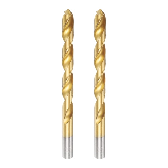 2pcs Titanium Twist Drill Bit 23/64" Drilling Dia High Speed Steel Drills for Hardened Metal, Stainless Steel, Cast Iron, Wood, Plastic