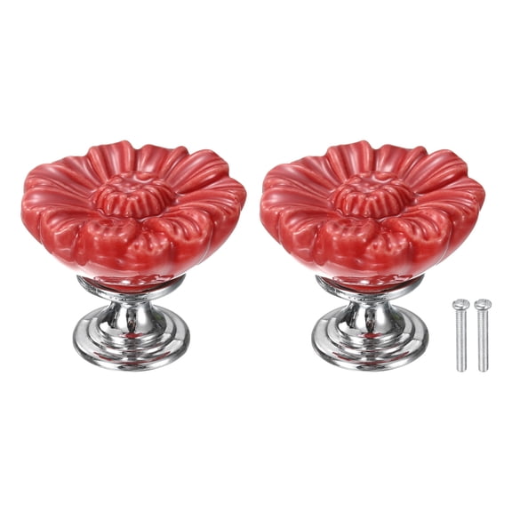 2pcs Toilet Button Pusher, Toilet Tank Button, Crystal Toilet Flush Button Helper Pusher for Women Long Nail Red