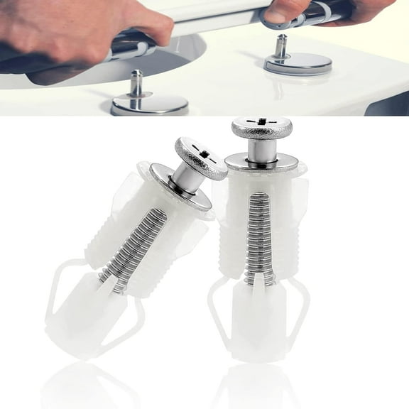 2pcs Toilet Fixings Toilet Seat Fittings And Fixtures, Stainless Steel Toilet Seat Screws Top Fixing Toilet Seat Fittings Hinges Screws Expanding Nuts White Fixing Bolt For Toilet Covers