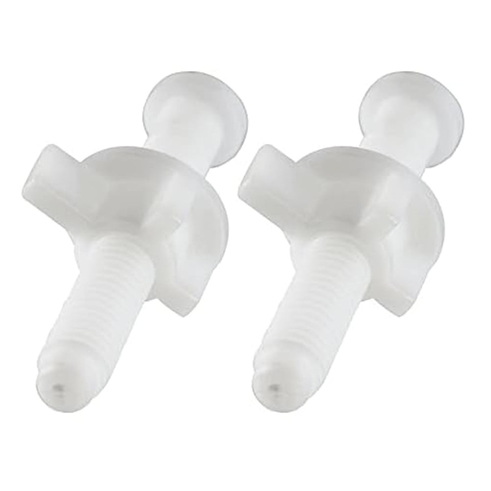 White Plastic Toilet Seat Cover Hinge Nuts - Pack Of 10, Universal Fit, Blind Hole Screws