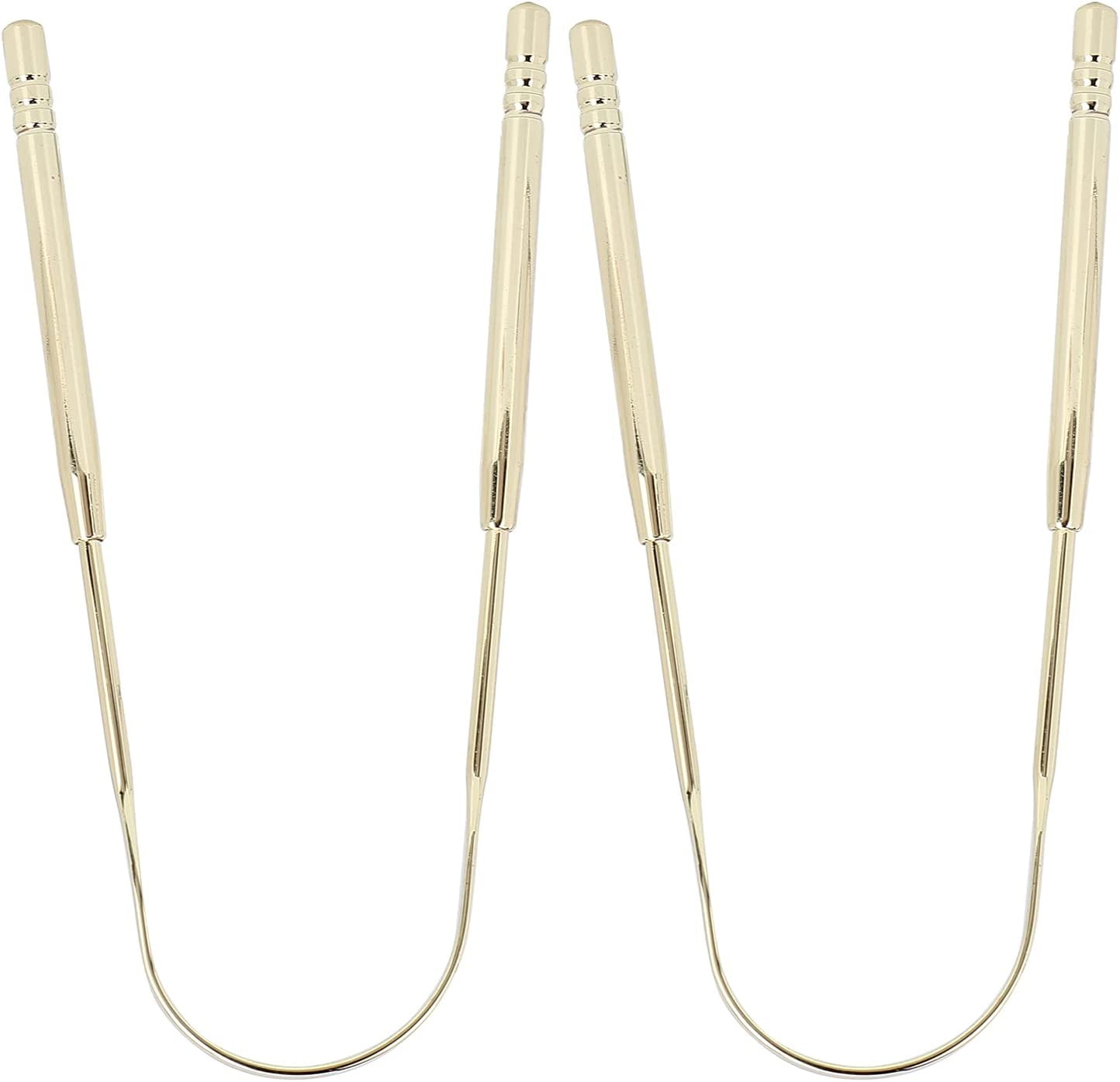 2pcs Tongue Scraper Stainless Steel U Shape Tongue Cleaner for Oral Care Hygiene (Gold)
