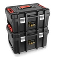 thumbnail image 1 of ‎2pcs Tool Boxes Set - Lockable Organizer Storage Portable Toolbox with Removable Tray for Workshop Garage & Household, Large Capacity, 1 of 5