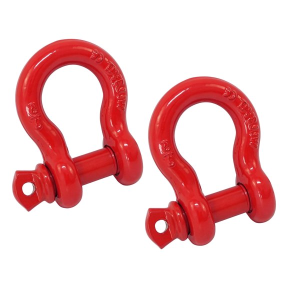 2pcs Tow Shackle, 1/2 Inch Red Metal Connector with Removable Screw Pin, Trailer Hitch Accessory for Roadside Setup, Visible Vehicle Link Hardware