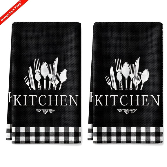 2pcs Towels Dish Cloth - Spoon & Fork Design, 16x24 Inch Perfect for Drying Dishes & Hands, Ideal for House Decor & Everyday Use, The Perfect Gift for Relatives, Friends And Neighbors Cloth
