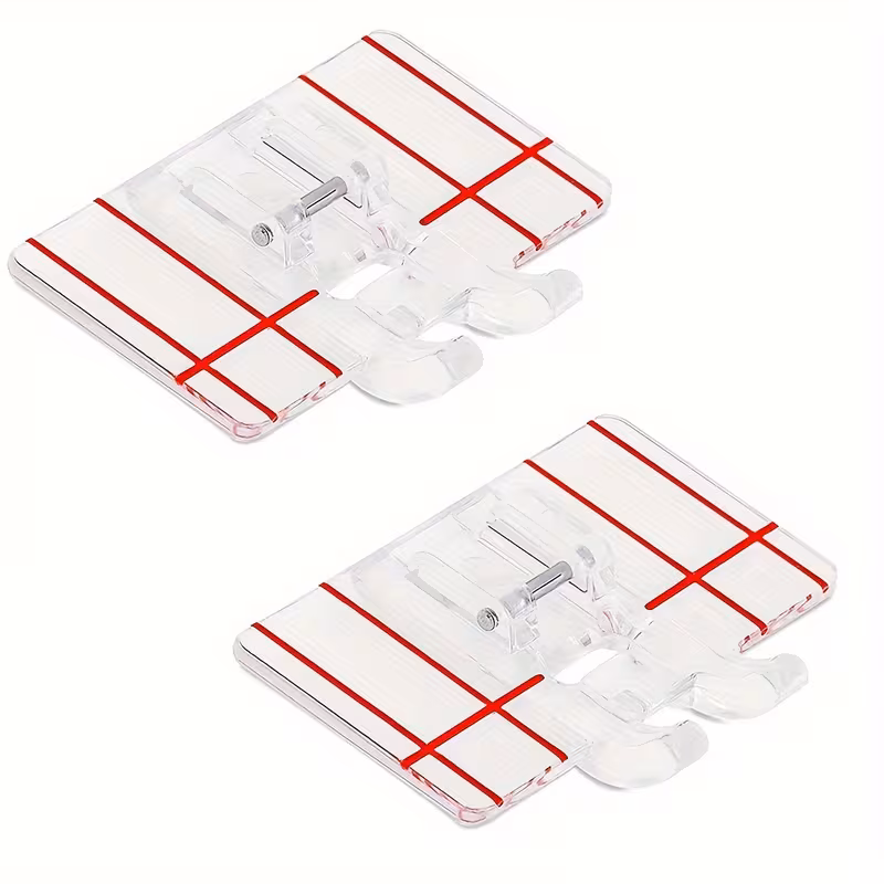 2pcs Transparent Parallel Stitch Guide Presser Foot for Low Shank Sewing Machines - Compatible with Brother, Singer, Janome - Essential Patchwork Accessory