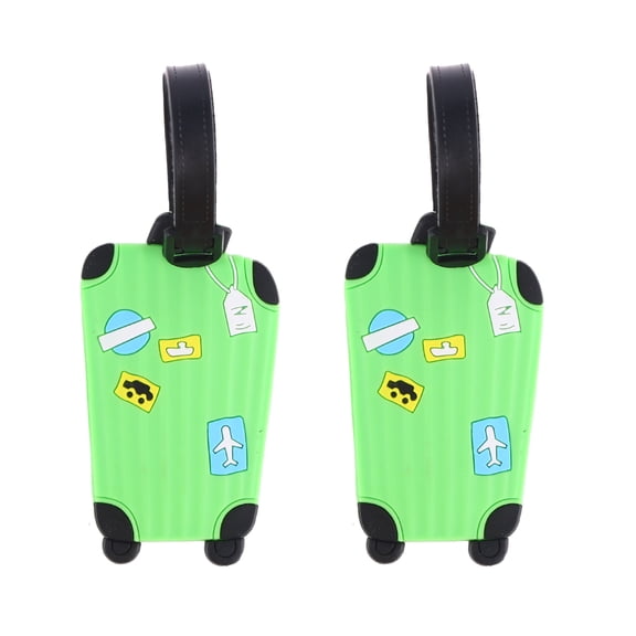 2-Pack Travel Luggage Tags with PVC Polyethylene Suitcase ID Address Labels for Baggage - Green
