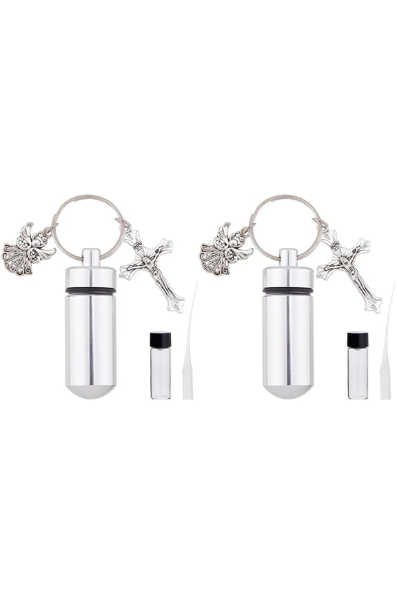 2pcs Travel Holy Water Bottle Anointing Oil Bottle Kit Holy Water Bottle Keychain with Vial Eyedropper Pendant for Catholic Christian Easter First Communion Party Favor