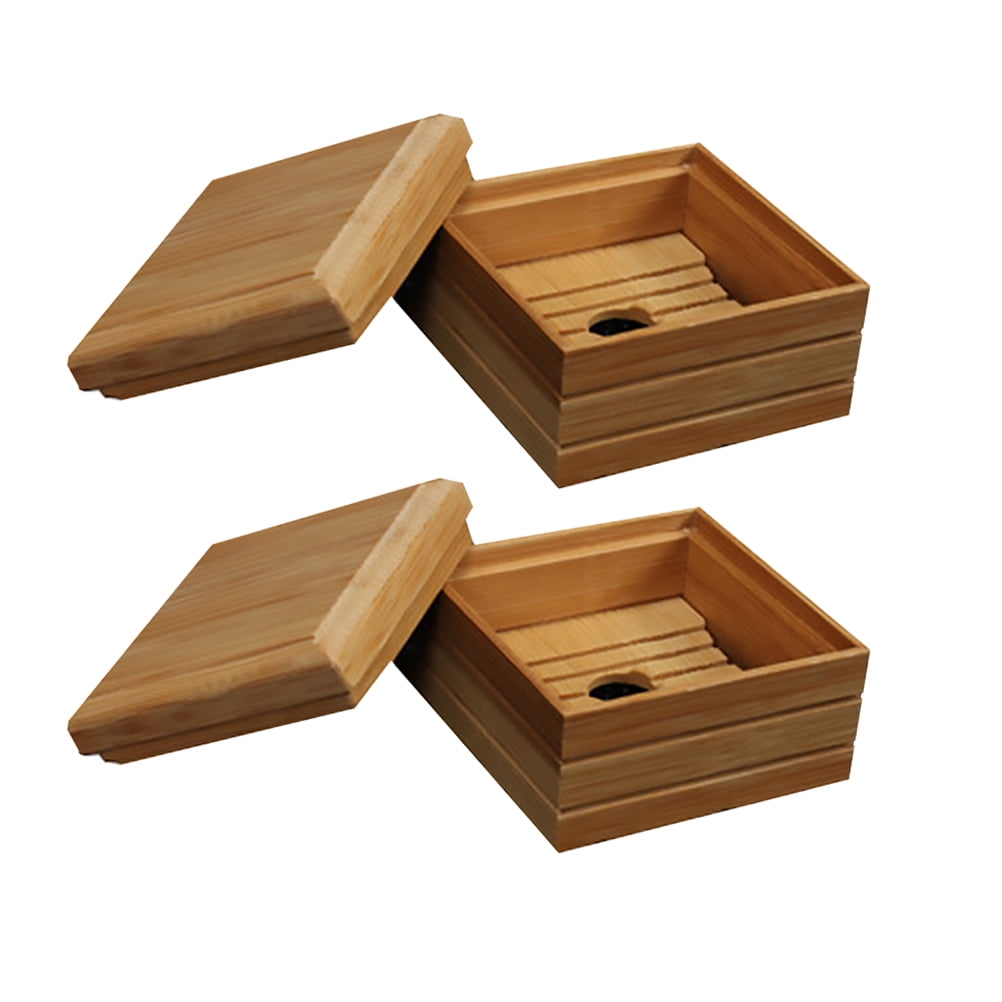 2pcs Travel Soap Dish Box Soap Case Holder EcoFriendly Bamboo Soap