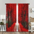 2pcs Tree Pattern Curtains rative Curtains 2Panels Black White Window