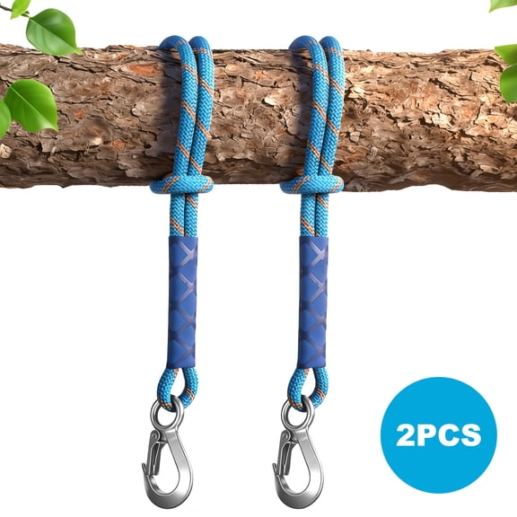 2pcs Tree Swing Ropes, TSV 2ft Hammock Straps Hanging Kit Holds 4400lbs, With Heavy Duty Carabiners for All Swing Playground Set Accessories