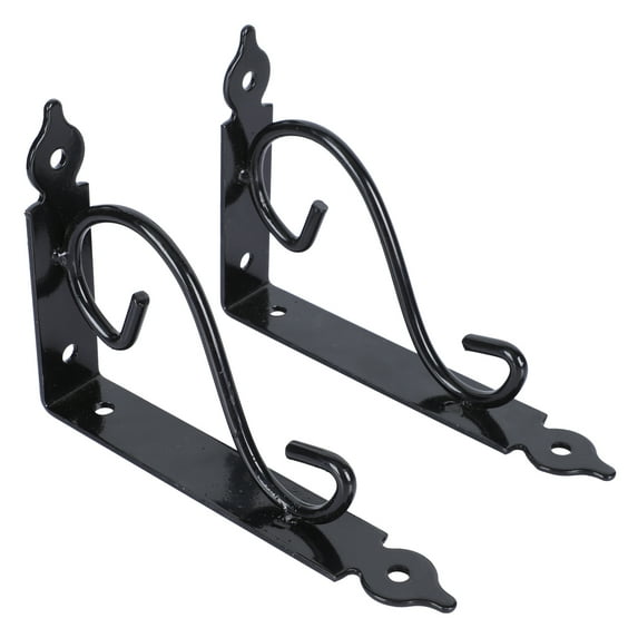 Homoyoyo Iron Wall Rack Support with Black Finish, Rustic Home Decor, 2 Pieces, Heavy Duty Storage Shelves