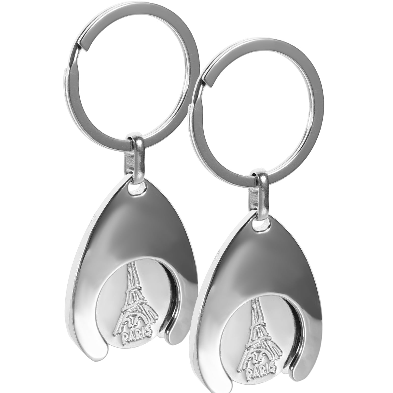 2pcs Trolley Coin Holder Keychain Metal Keyring Coin Holder Supermarket