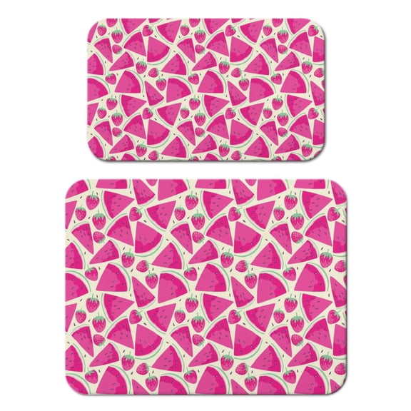 2pcs Tropical Watermelon Coffee Maker Mat - Summer Geometric Watermelon Print Absorbent Non-Slip Kitchen Counter Mat for Coffee Station